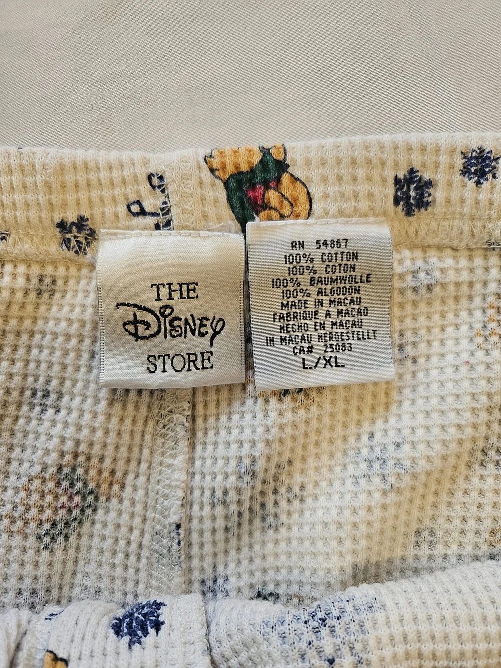 Disney Cream Thermal Pajama Set with Blue Snowflake & Brown Bear Print - Picture 8 of 9